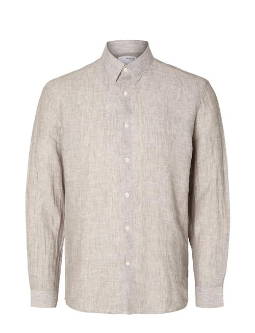 Slhregkylian-Linen Shirt Ls Classic Noos Selected Beige