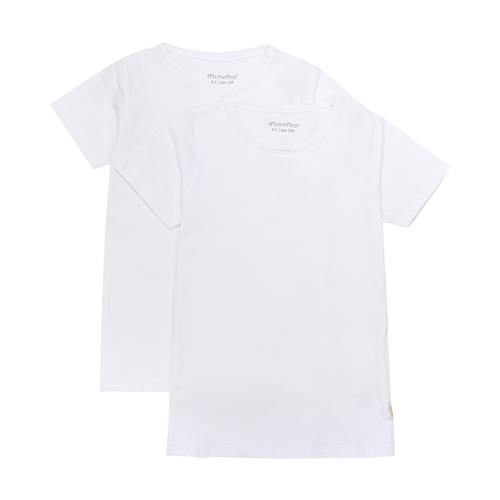 Minymo Basic Tshirt 2-pack White 92 cm (1,5-2 Y)    92 cm (1,5-2 år)  kvinde