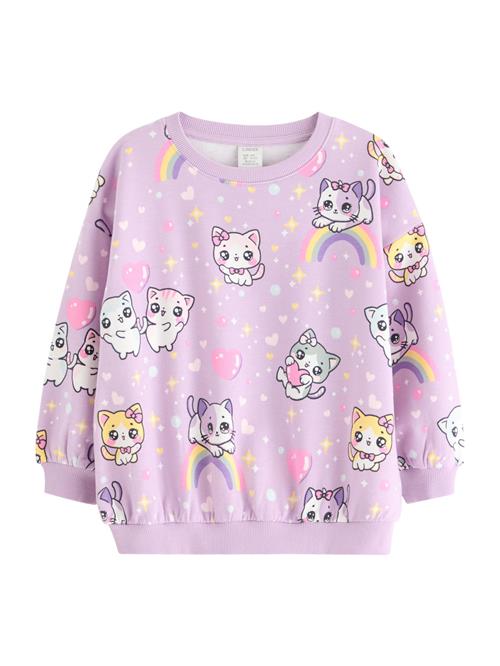 Lindex Sweatshirt 'Cats And Rainbo'  dueblå / gul / lilla / hvid