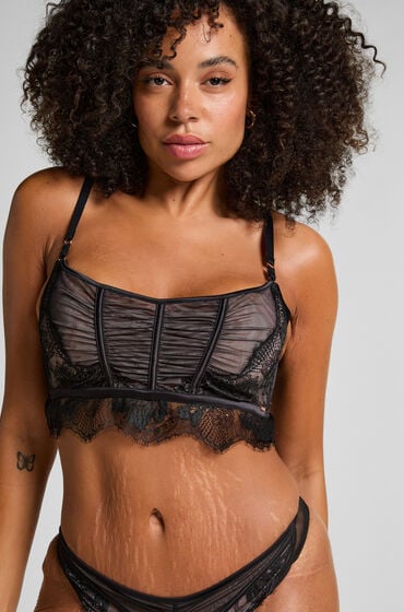 Hunkemöller Ikke-formstøbt longline bøjle-bh Cynthia sort