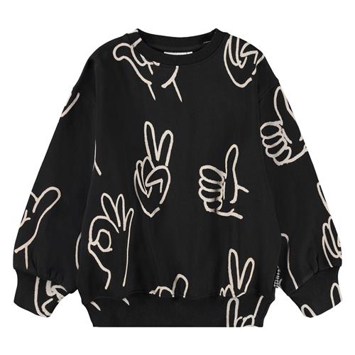 Molo Monti Sweatshirt Drawn Hands  Drawn Hands 122 cm  Sort  122 cm  Unisex