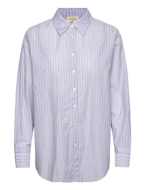 Shirt From Freequent In A Soft, Striped Material Embellished With Small Rhinesto FREE/QUENT Blue