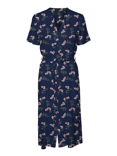 VERO MODA Blusekjole 'Vica'  navy / mørkegrøn / lyserød