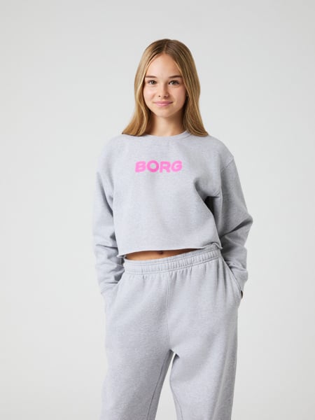 Björn Borg Borg Oversized Cropped Sweatshirt Grå, 134-140