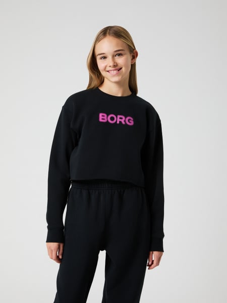 Björn Borg Borg Oversized Cropped Sweatshirt Sort, 146-152