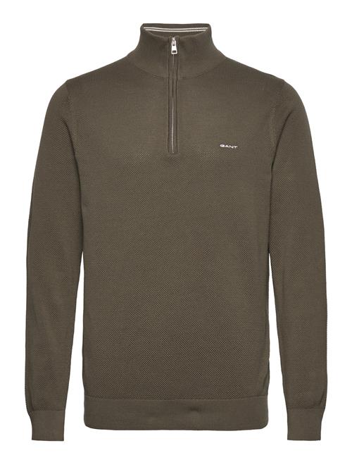 Cotton Pique Half Zip GANT Khaki