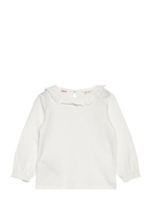 Ruffled Collar T-Shirt Mango White