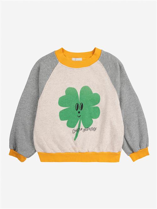 Bobo Choses Lucky Clover Ranglan Sleeve Sweatshirt Heather Grey  Heather Grey 4-5 Years  Grå  4-5 år  mand