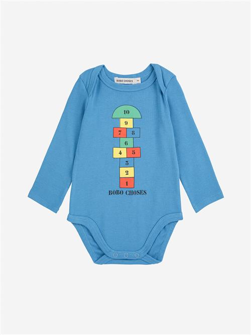 Bobo Choses Hopscotch Langærmet Body Blue  Blue 24 Months  Blå  2 år  Unisex