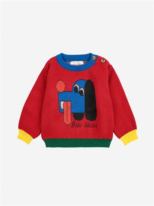 Bobo Choses Doggy Mate Jacquard-jumper Red  Red 9 Months  Rød  9 måneder  Unisex