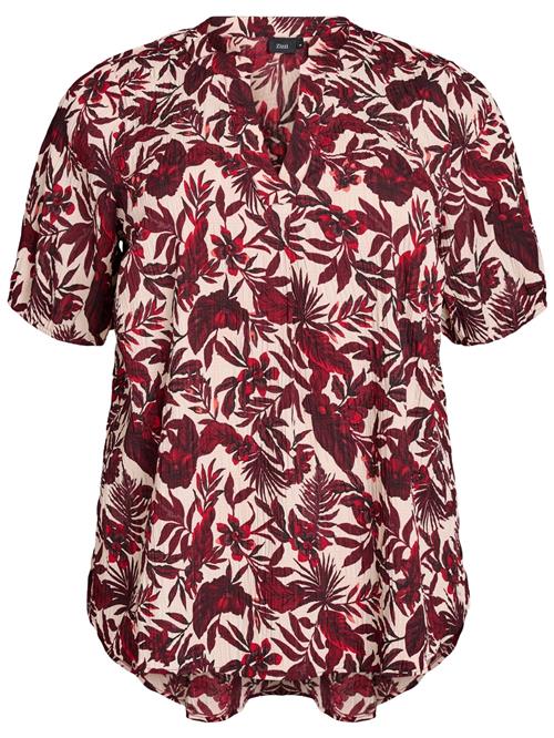 Zizzi Bluse 'EHANNAH'  beige / mørkerød