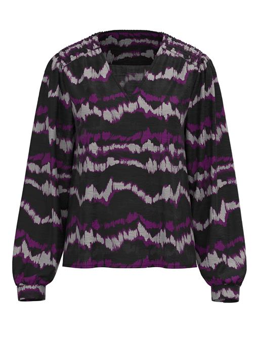 Peppercorn Bluse 'Parisa'  mørkelilla / sort / hvid