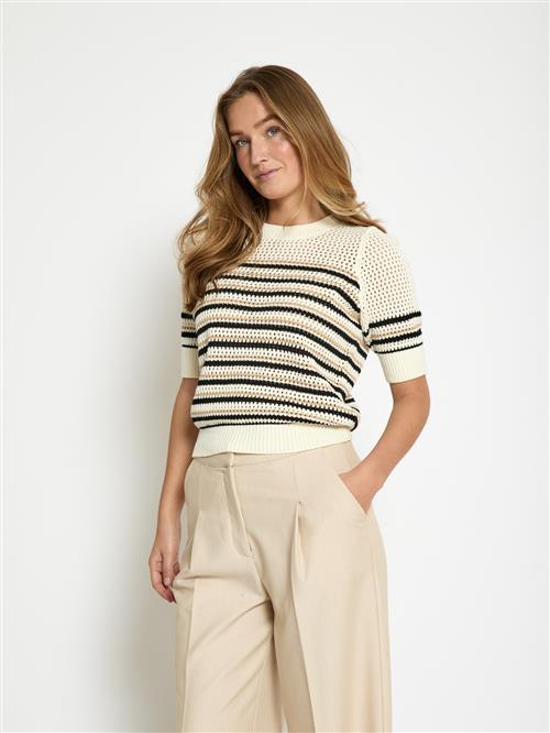 minus Pullover 'Kenzana'  beige / sort / hvid