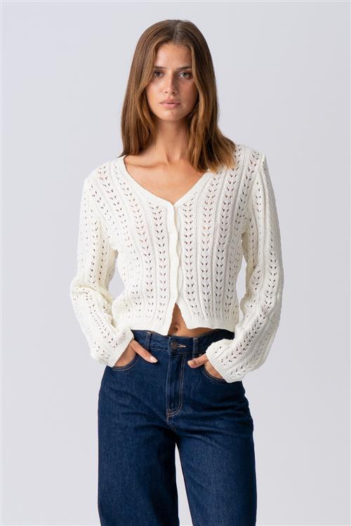 Virginia Strik Cardigan - Ecru - S - TeeShoppen