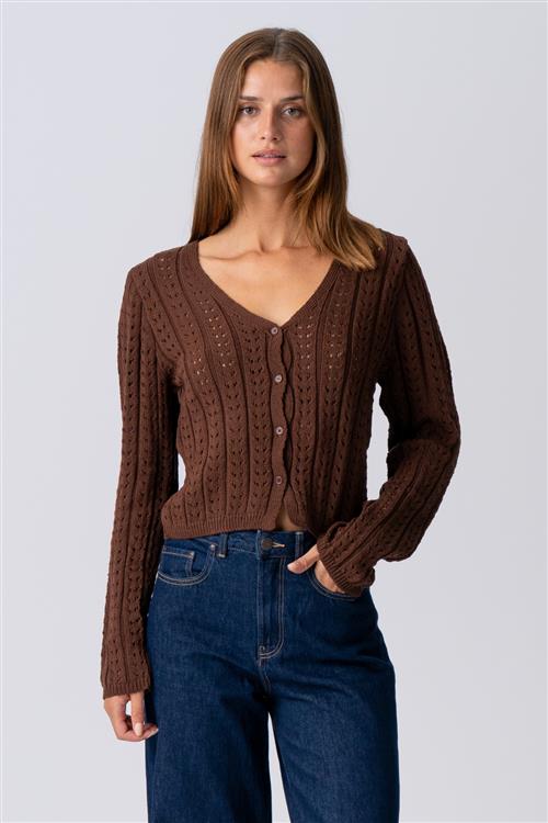 Virginia Strik Cardigan - Brun - M - TeeShoppen