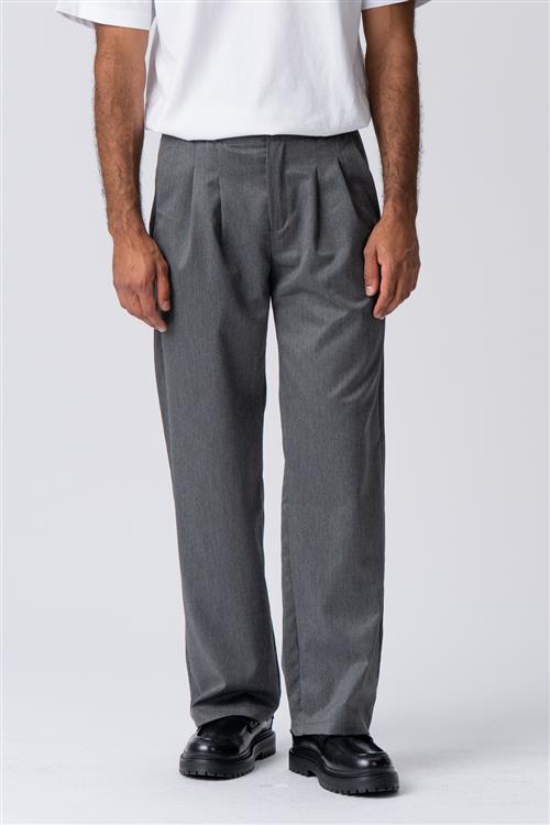 Pleated Wide Pants - Lys Grå - 31/32 - TeeShoppen