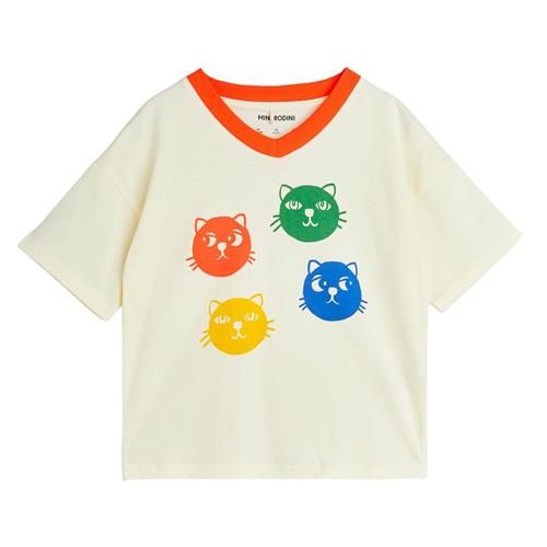 Mini Rodini Cool Cats T-Shirt Offwhite 140/146 cm  Hvid  140/146 cm  Unisex