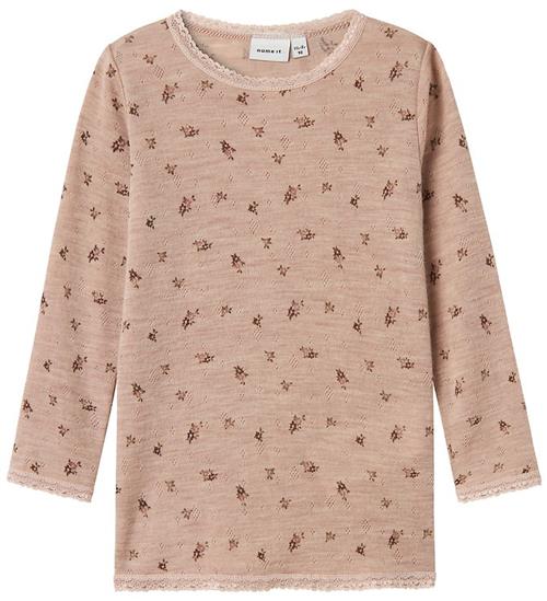 Name It Bluse - Uld - Noos - NmfWang - Shadow Gray/Small flowers