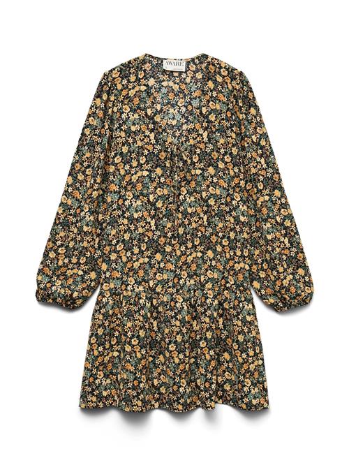 VERO MODA Kjole 'VMSnora'  oliven / petroleum / orange / sort