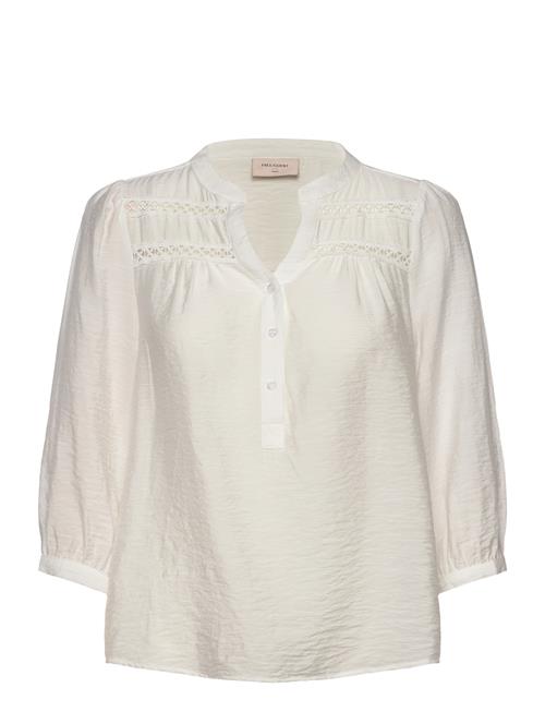 Blouse From Freequent In A Light Material With A Fine Hole Pattern On The Front. FREE/QUENT White
