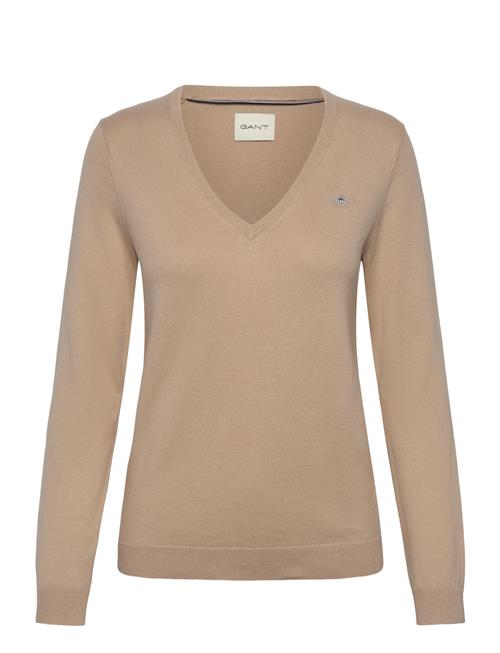 Cotton V-Neck GANT Beige