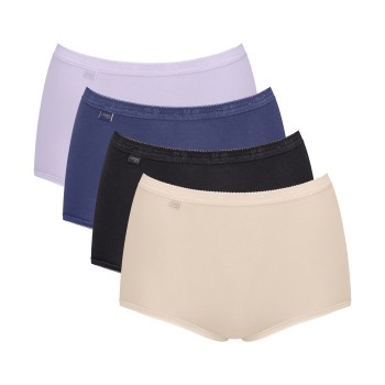 Sloggi Trusser 4P Basic Plus Maxi Panty Blå/Lila bomuld 40 Dame