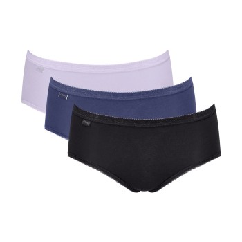 Sloggi Trusser 3P Basic Plus Midi Colored Sort/Blå bomuld 48 Dame