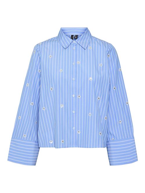 VERO MODA Bluse 'VMLEILA'  himmelblå / hvid