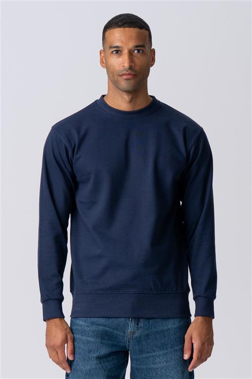 Basic Crewneck Sweat - Navy - Herre - 4XL - TeeShoppen