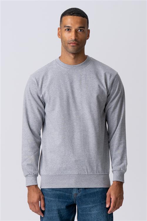 Basic Crewneck Sweat - Lys Grå Melange - Herre - L - TeeShoppen