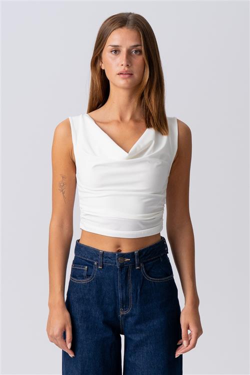 Elisa Waterfall Top - Hvid - S - TeeShoppen