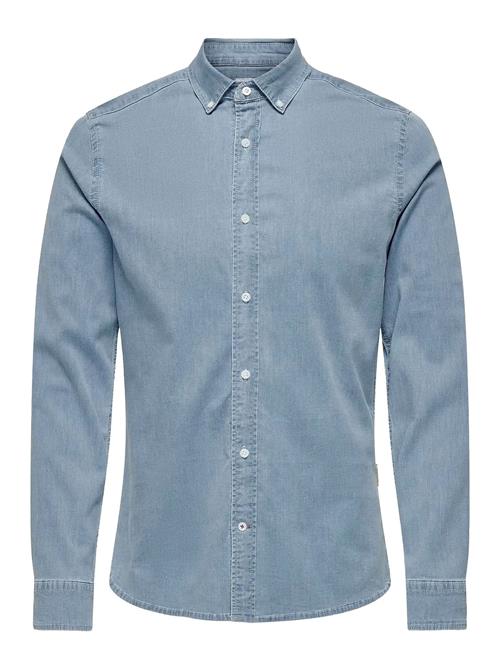 Onsconrad Slim Ls Chambray Stretch Shirt ONLY & SONS Blue