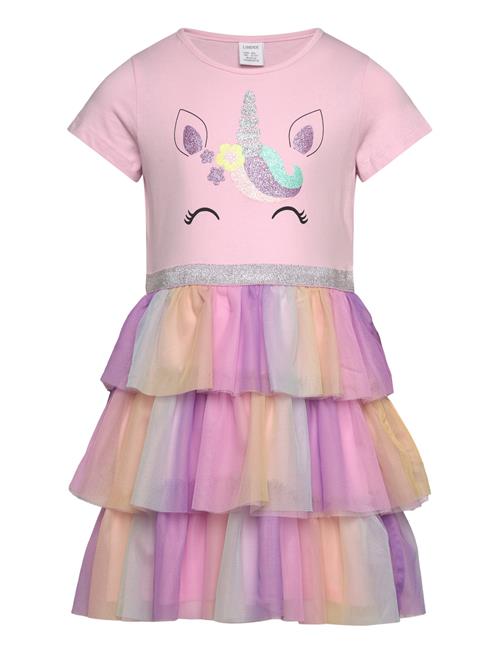 Dress Ss Unicorn Face Mesh Ski Lindex Pink