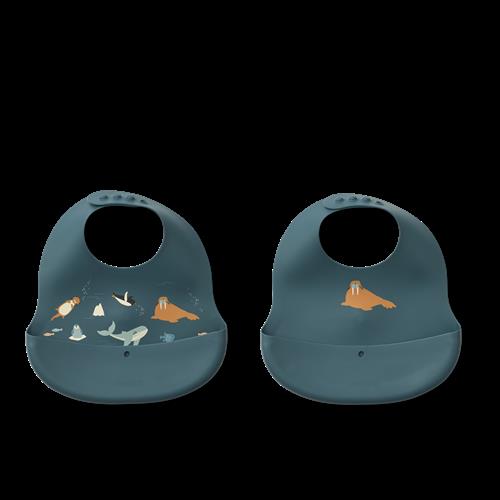 Liewood Ember Trykt Hagesmæk 2-pak Arctic Sea Ocean View  Arctic Sea Ocean View One Size  Blå  One Size 6 months + Unisex