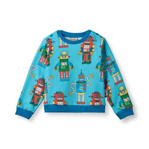 Småfolk Dayton With Robots Sweatshirt Petit Four  Petit four-3-4 Y  Blå  3-4 år  mand