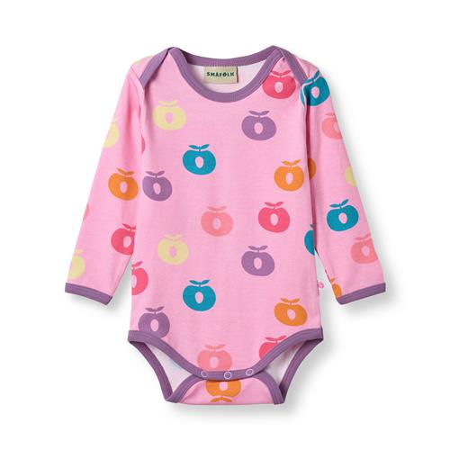 Småfolk Ulm Long-Sleeved Baby Body with Apples Pink lilac Pink lilac-68 cm  Lyserød  68 cm  kvinde