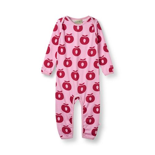 Småfolk Ulm Long-Sleeved Baby Suit with Apples Pink lilac Pink lilac-74 cm  Lyserød  74 cm  kvinde