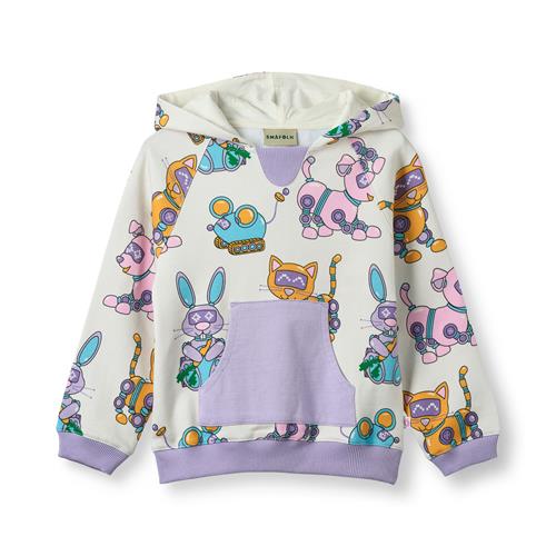 Småfolk Macoun With Robot Pets Hættetrøje Vanilla  Vanilla-3-4 Y  Hvid  3-4 år  kvinde