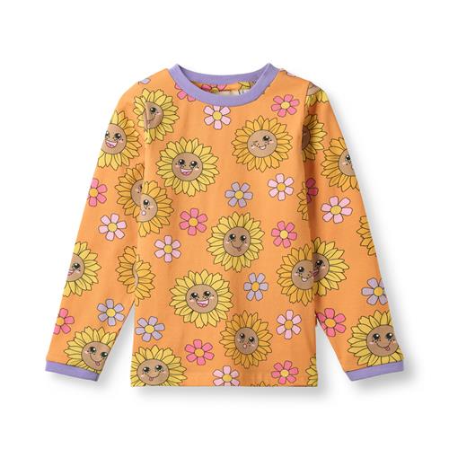 Småfolk Elstar With Sunflowers Langærmet T-shirt Tangerine  Tangerine-1-2 Y  Orange.  1-2 år  kvinde