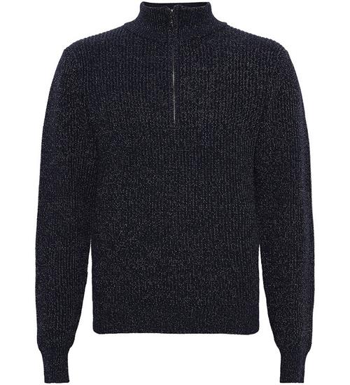 Grunt Bluse - Half Zip - Strik - GrTone - Navy Melange