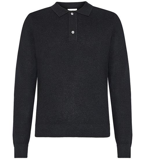 Grunt Bluse - Polo Strik - GrHam - Black Melange