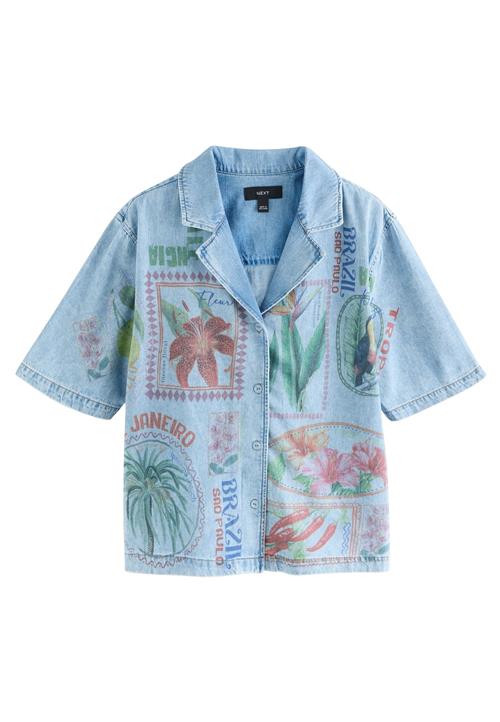 Se Next Bluse  blue denim / mørkegrøn / abrikos / mørkerød ved About You