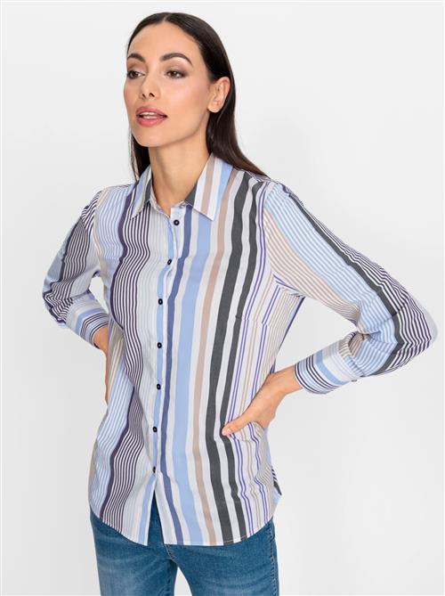 heine Bluse  beige / marin / lyseblå / hvid