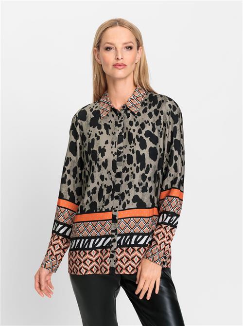 heine Bluse  grå / orange / sort / hvid