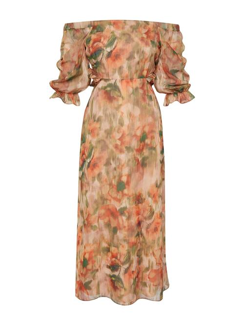 Trendyol Kjole  creme / khaki / kiwi / orange