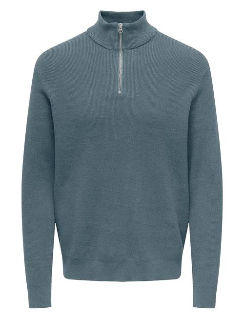 Onsphil Reg 12 Struc Half Zip Knit Noos ONLY & SONS Blue
