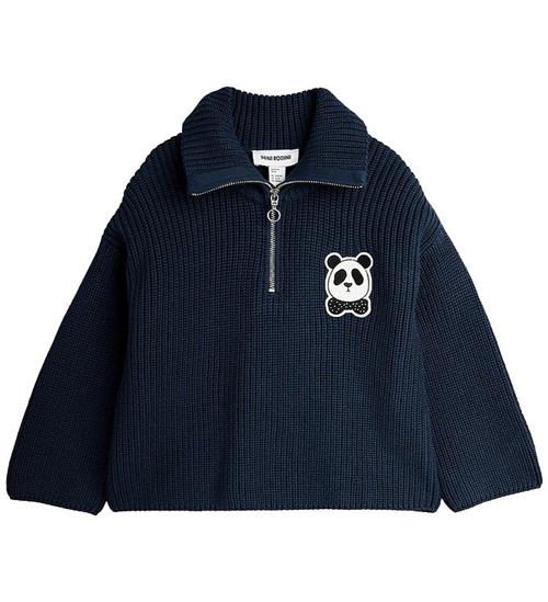 Mini Rodini Bluse - Strik - Mørkeblå m. Panda