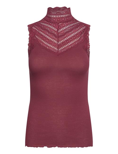 Se Rmwbalta Sl Turtleneck Lace Top RM By Rosemunde Burgundy ved Booztlet