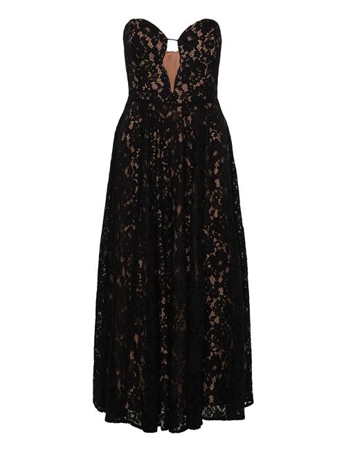 Opal Volume Lace Midi Dress Bardot Black
