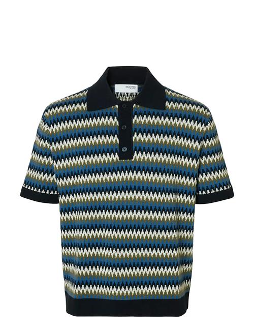 Slhcran Design Ss Knit Relaxed Polo Selected Blue